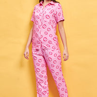 Pink Eye Rayon Pink Shirt - Pyjama Set