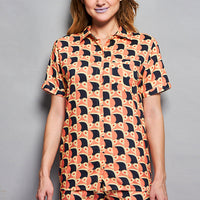 Twin & Win Rayon Black Shirt - Pyjama Set