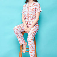 Lone Smitten Rayon Lilac Shirt - Pyjama Set