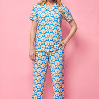 Deal Darlings Rayon Blue Shirt - Pyjama Set
