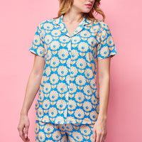 Deal Darlings Rayon Blue Shirt - Pyjama Set