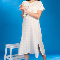 Camel Crush Off-White Cotton Dress