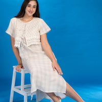 Camel Crush Off-White Cotton Dress