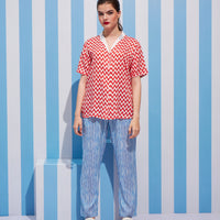 Better Together Blue Rayon Long Top - Pyjama Set