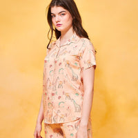 Bare Dare Peach Rayon Top - Shorts Set