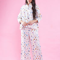 July wear For Women Offwhite Shirt - Pyjama - WPC604