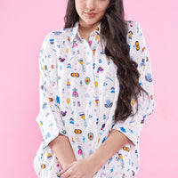 July wear For Women Offwhite Shirt - Pyjama - WPC604