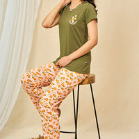 Sage Knitted Cotton T-Shirt - Pyjama