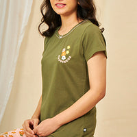Sage Knitted Cotton T-Shirt - Pyjama
