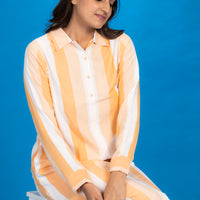 Strike With The Stripes Peach Rayon Dress