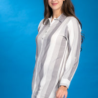 Strike With The Stripes Grey Rayon Dress