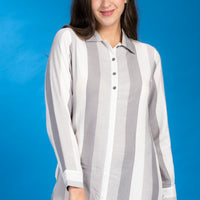 Strike With The Stripes Grey Rayon Dress