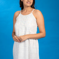 Vacay Breeze Grey Rayon Calf Length Nighty