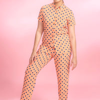 Grace Unfold Orange Rayon Shirt - Pyjama Set