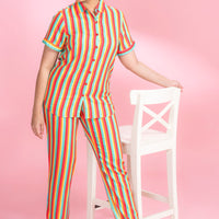 Love Strike Multi Rayon Colour Shirt Pyjama Set