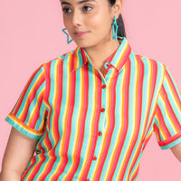 Love Strike Multi Rayon Colour Shirt Pyjama Set