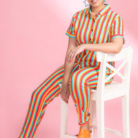 Love Strike Multi Rayon Colour Shirt Pyjama Set