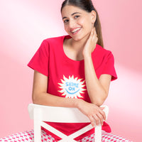 Smile And Pile Pink Rayon T-Shirt - Pyjama Set