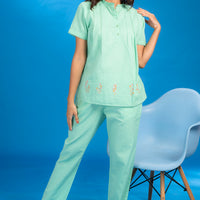 Mint Rose Green Cotton Co-ord Set