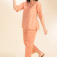 Freya Rust Cotton kurta Set