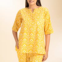 Freya Yellow Cotton kurta Set