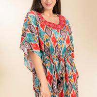 Siti Red Rayon Kaftan - Pyjama Set