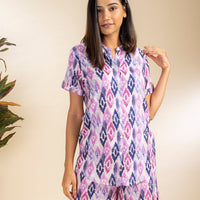 Syahla Lilac Rayon Top - Shorts Set