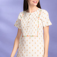 Eeru Crew Ecru Cotton Dress