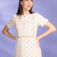 Eeru Crew Ecru Cotton Dress