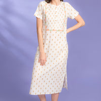 Eeru Crew Ecru Cotton Dress