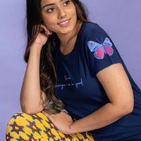 Water Lily Navy Modal T-Shirt - Pyjama Set