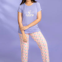 Fadilah Blue Modal T-Shirt - Pyjama Set