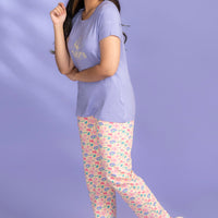 Fadilah Blue Modal T-Shirt - Pyjama Set