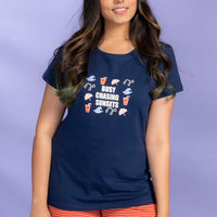 Fulliana Navy Knitted Cotton T-Shirt - Pyjama Set