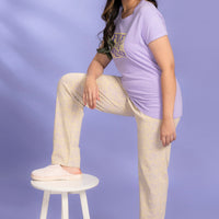 Resa Lilac Knitted Cotton T-Shirt - Pyjama Set