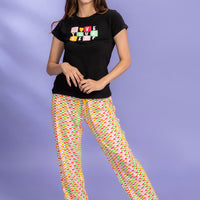 Crispiyana Black Modal Top With Pyjama And Shorts Set