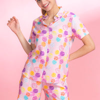 Strawberry & Cream Pink Rayon Top - Shorts Set