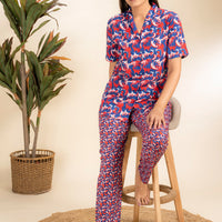 Duo Film Blue Rayon Shirt Pyjama Set