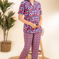 Duo Film Blue Rayon Shirt Pyjama Set