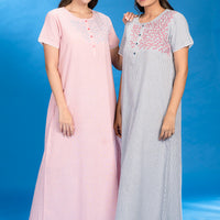 Zircon Green Cotton Long Nighty