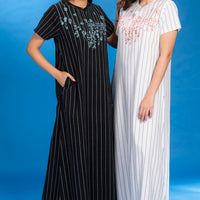 Crisiant Black Cotton Long Nighty