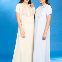 Opal Night Blue Cotton Long Nighty