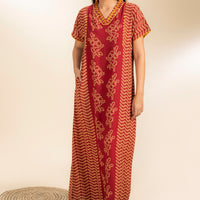 Garnet Red Rayon Long Nighty