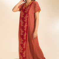 Garnet Red Rayon Long Nighty