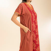 Garnet Red Rayon Long Nighty