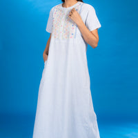 Opal Night Blue Cotton Long Nighty