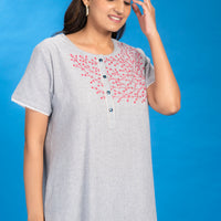 Zircon Green Cotton Long Nighty