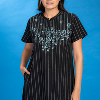 Crisiant Black Cotton Long Nighty