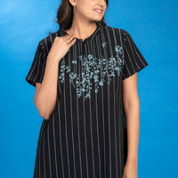 Crisiant Black Cotton Long Nighty