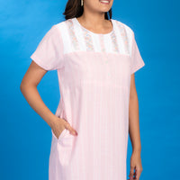 Taniqsh Pink Cotton Long Nighty